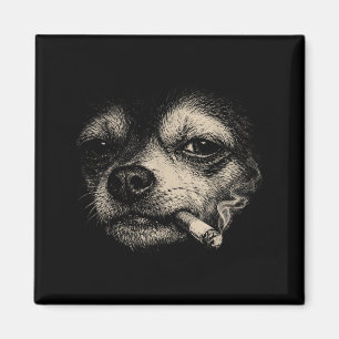 Imán Perro fumando cigarrillo divertido meme de chihuah