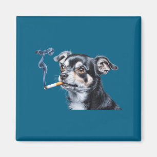 Imán Perro fumando cigarrillo divertido meme de chihuah