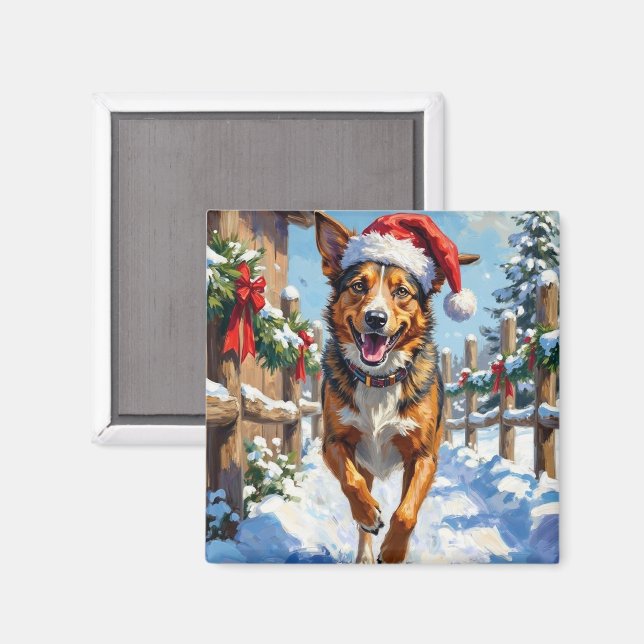 Imán Perro Ganadero Australiano Red Heeler Navidad (Anverso/Reverso)