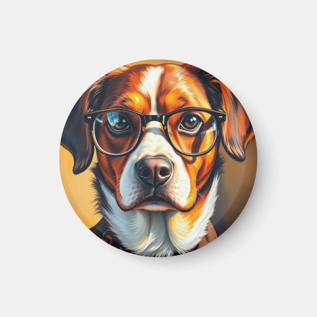 Imán Perro genial con gafas de sol (Frente)