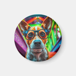Imán Perro genial con gafas de sol