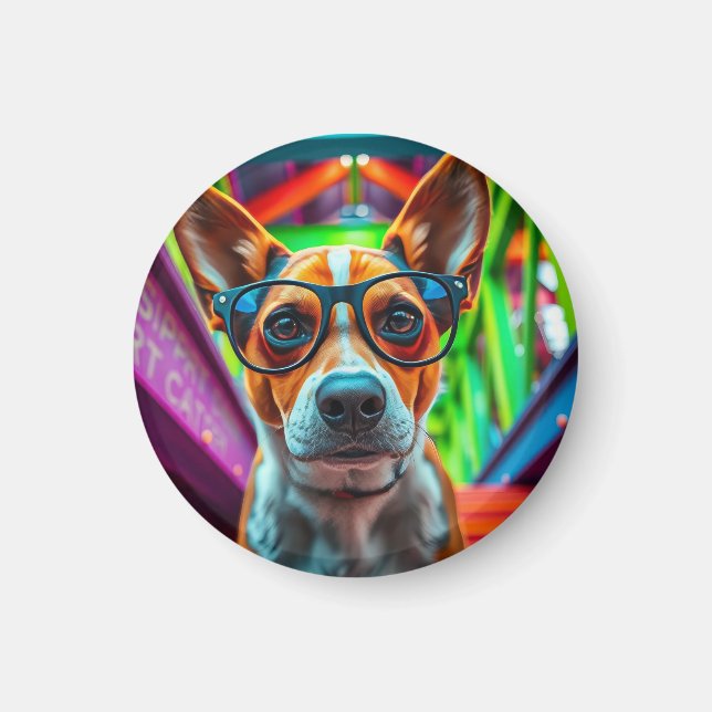 Imán Perro genial con gafas de sol (Frente)
