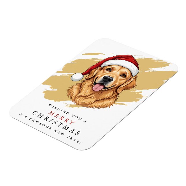 Imán Perro Golden Retriever de Navidad con sombrero de  (Lado Izquierdo)