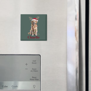 Imán Perro Golden Retriever Navidad Nombre Personalizad
