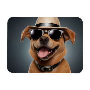 Imán Perro gracioso con gafas y gorra
