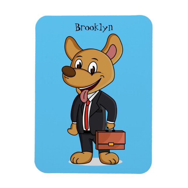 Imán Perro gracioso usando traje de negocios personaliz (Vertical)