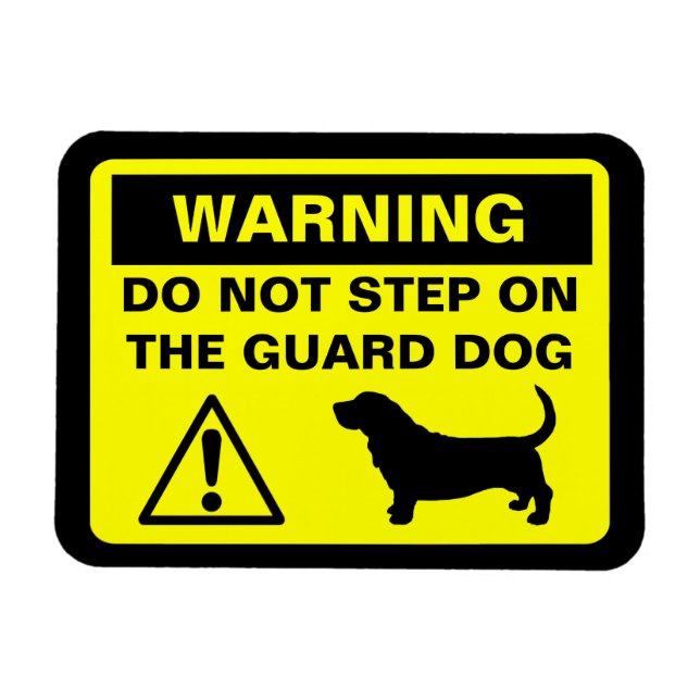 Imán Perro Guardián Basset Hound Advertencia (Horizontal)
