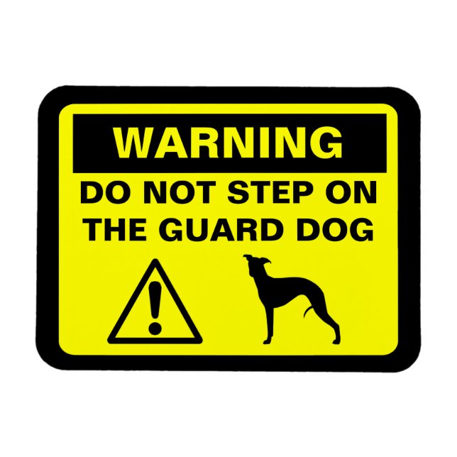 Imán Perro guardián Whippet Advertencia (Horizontal)