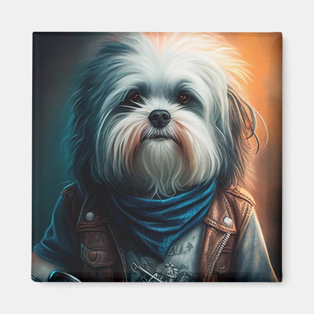 Imán Perro haitiano en pintura digital para bicicletas (Frente)