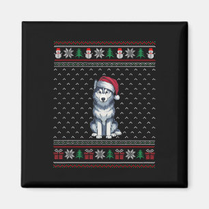 Imán Perro Husky Siberiano Usando Perro De Nochebuena D