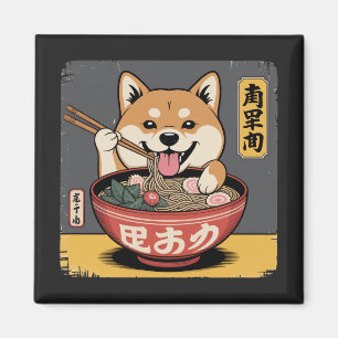 Imán Perro Inu Shiba comiendo Ramen