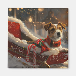 Imán Perro Jack Russell Navideño Festivo