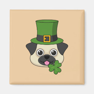 Imán Perro lindo con Gorra verde y Shamrock St Patrick