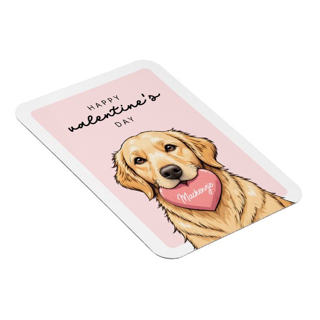 Imán Perro lindo moderno con corazón Feliz día de San V (Lado Derecho)
