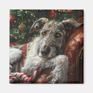 Imán Perro Lobo Sabueso Navidad Festiva