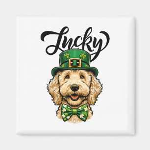Imán Perro Lucky Goldendoodle Día de San Patricio Niños