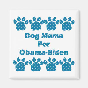 Imán Perro Mamá Por Obama Verde azulados Puntos Magnet