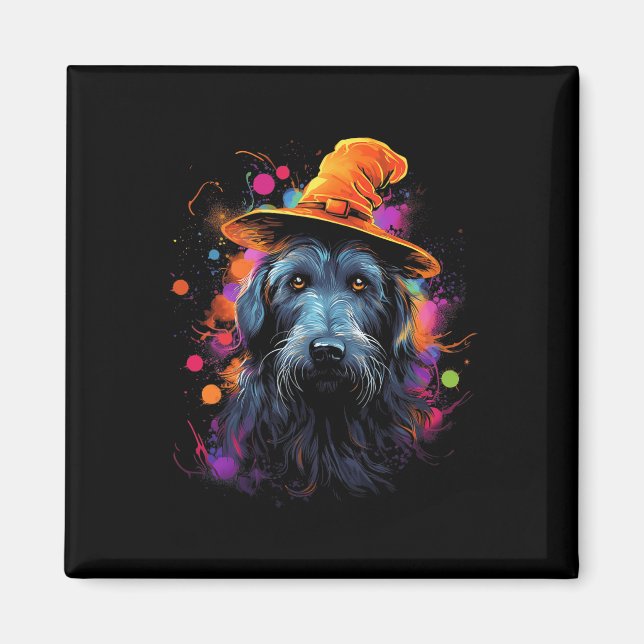 Imán Perro Mascota irlandés Wolfhound Halloween (Frente)