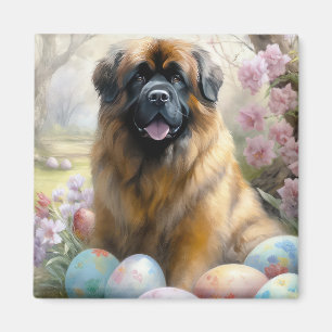 Imán Perro Mastín Tibetano con Fiesta de Huevos de Pasc