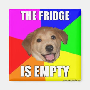 IMÁN PERRO MEME DEL CONSEJO: EL REFRIGERADOR ESTÁ VAC
