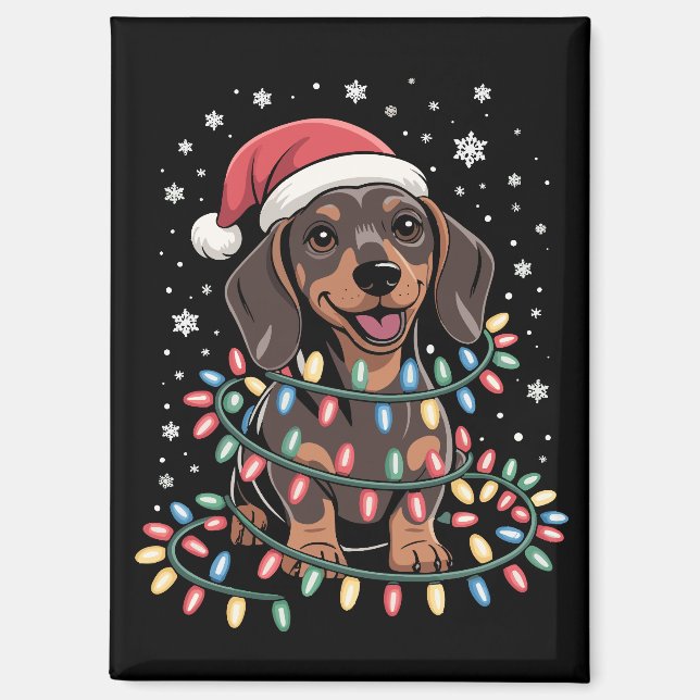 Imán Perro navidad Dachshund Santa Xmas Wiener (Anverso)