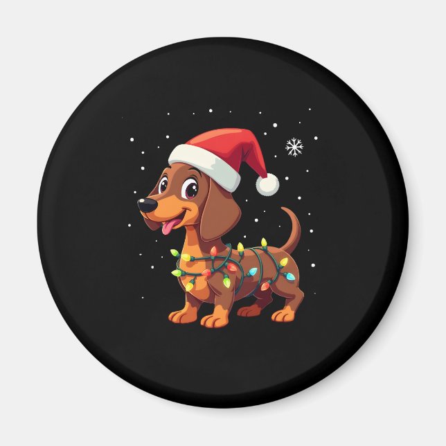Imán Perro navidad Dachshund Santa Xmas Wiener 3 (Frente)