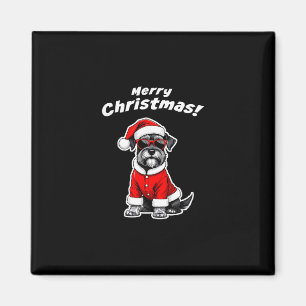 Imán Perro Navideño Schnauzer Divertido Santa Perro Lin