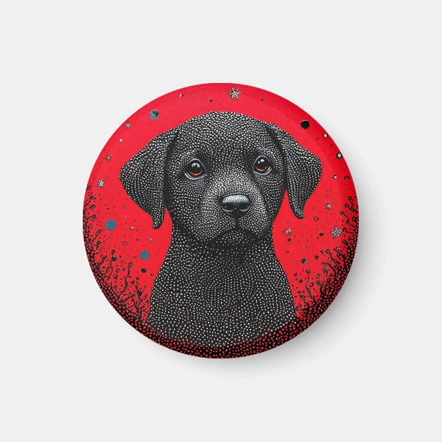 Imán Perro Negro Caprichoso (Frente)
