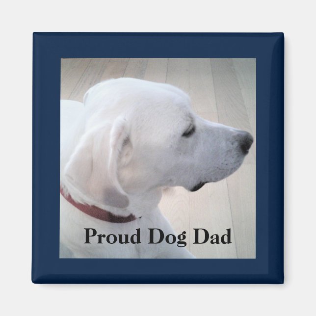 Imán Perro orgulloso papá lindo Labrador blanco perrito (Frente)