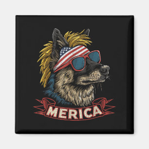 Imán Perro Pastor Alemán - Divertido 4 de julio America