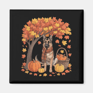 Imán Perro pastor alemán Otoño Bufanda Calabaza Otoño Q