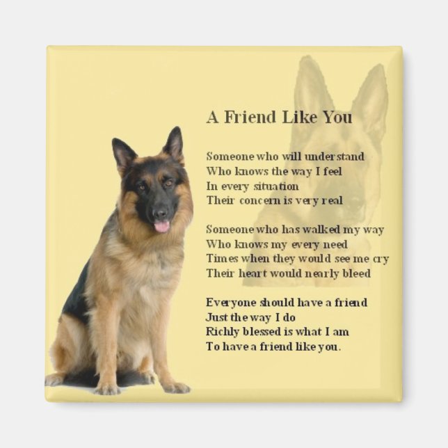 Imán Perro pastor alemán - Poema de amigo (Frente)