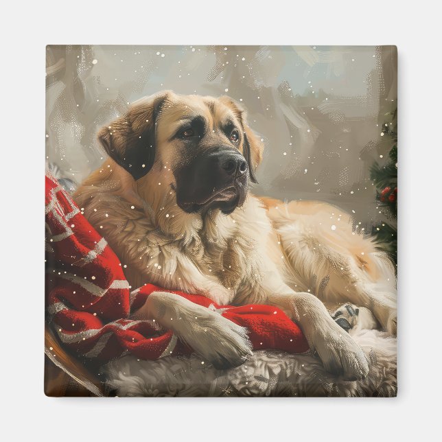 Imán Perro pastor de Anatolia Navidad Festiva (Frente)