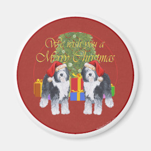 Imán Perro pastor inglés antiguo de Navidad