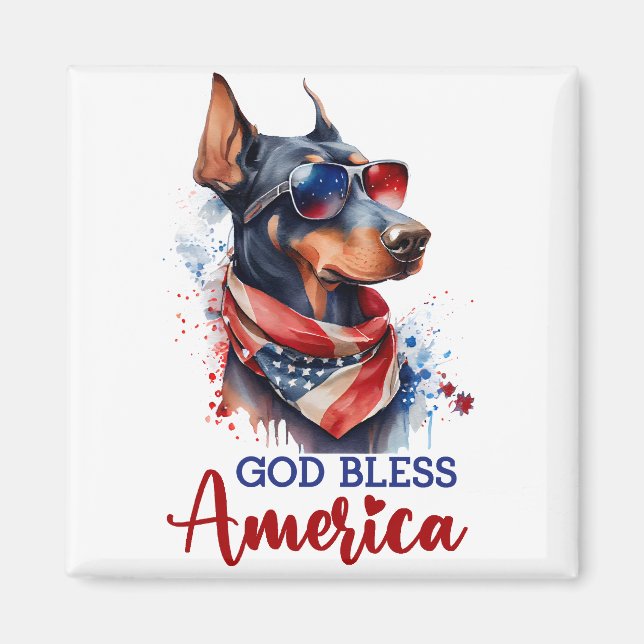 Imán Perro Patriota- Doberman (Frente)