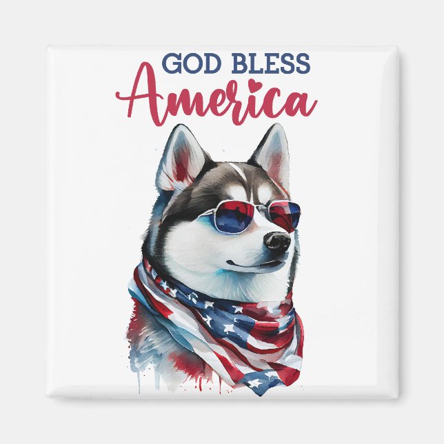 Imán Perro Patriota - Husky (Frente)