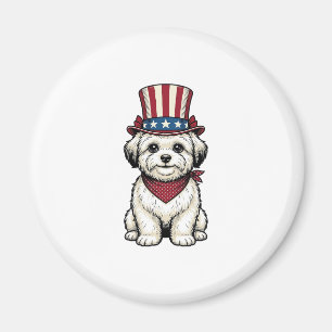 Imán Perro Patriótico Diseño Vectorial de Grabado Vinta
