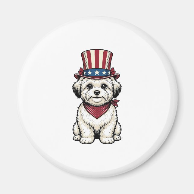 Imán Perro Patriótico Diseño Vectorial de Grabado Vinta (Frente)