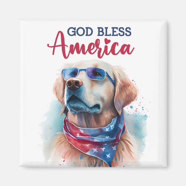 Imán Perro Patriótico-Golden Retriever (Frente)
