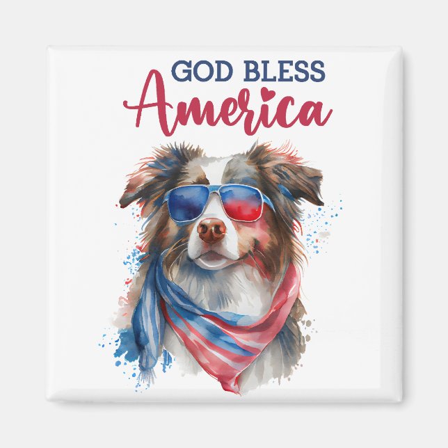 Imán Perro Patriótico-Pastor Australiano (Frente)