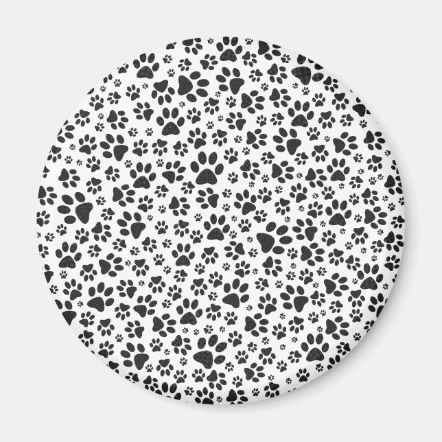Imán Perro Paws Black and White Polka Dot (Frente)