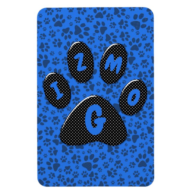 Imán Perro Paws Black & White Polka Dot (Punto de polka (Vertical)