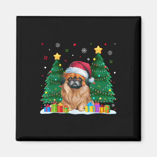 Imán Perro pekinés ama a Santa Hat Navidades feos sueco