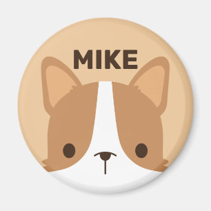 Imán Perro pequeño de Corgi con nombre personalizado