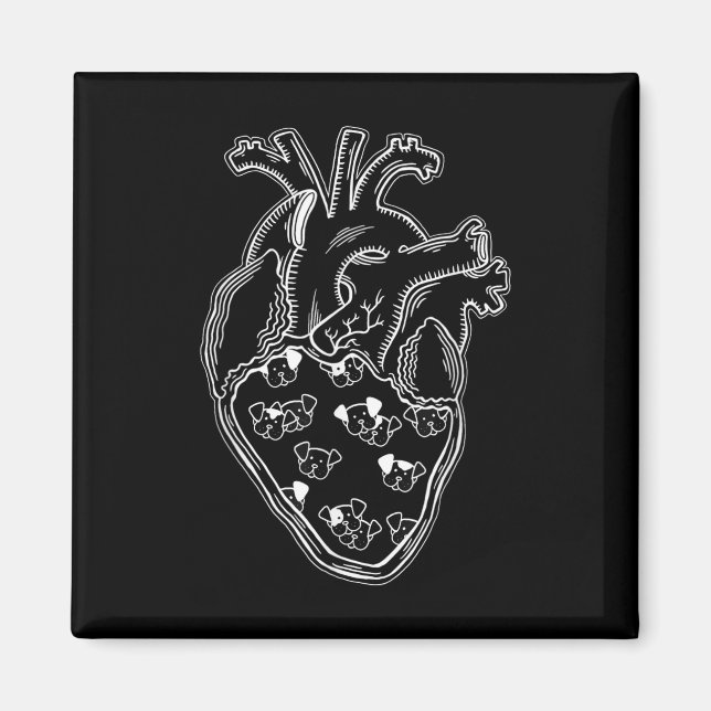 Imán Perro Perro Anatomía del Corazón Estilo Tattoo (Frente)
