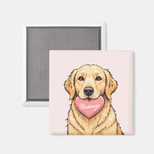 Imán Perro Personalizado con Corazón Feliz Día de San V