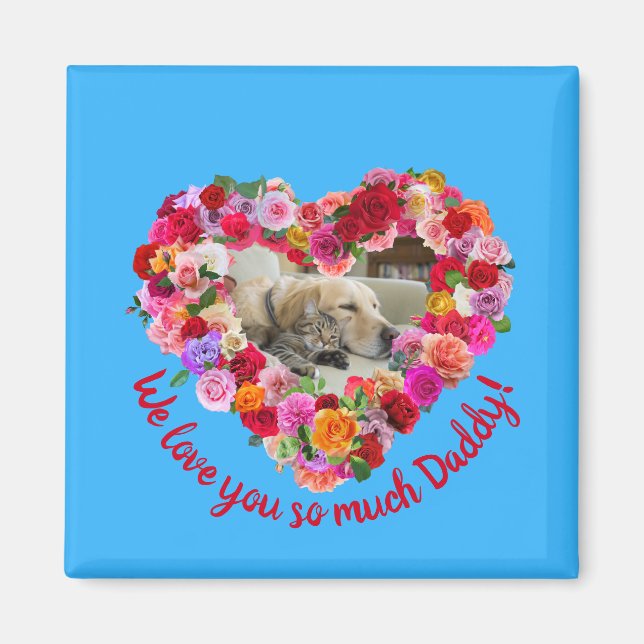 Imán Perro personalizado, gato, Mascota foto Rosa coraz (Frente)