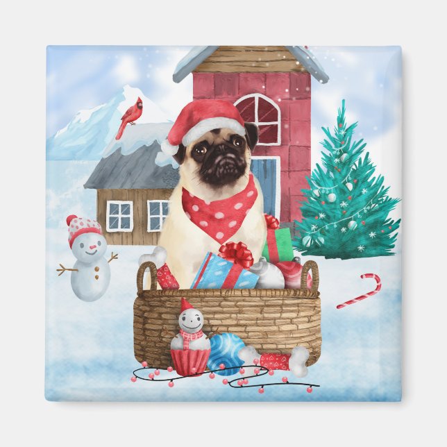 Imán Perro picado en la casa de perros de Navidades de  (Frente)