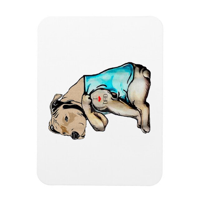 Imán Perro Pitbull Amo A Papá Tattoo Familia Funny (Vertical)