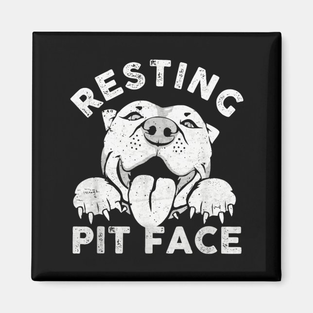 Imán Perro Pitbull Descansando Cara de Pit Humor Sarcás (Frente)
